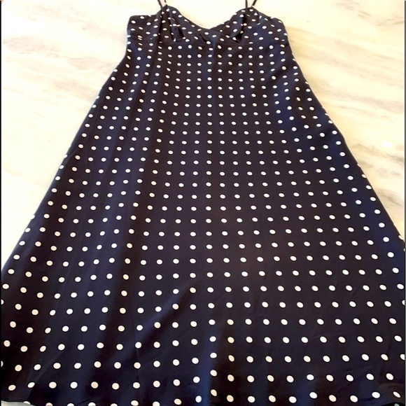 INC petites black with white polka dot midi dress - Picture 1 of 7